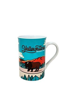 Yellowstone National Park Buffalo Old Faithful Ceramic Mug Turquoise Multicolor